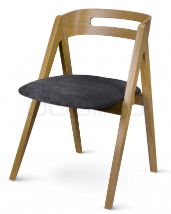 Scaun dining cu cadru din lemn de stajar tapitat cu material negru - XTON POLLO