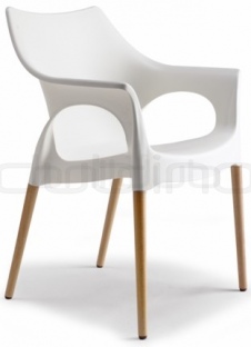 Scaun din plastic cu manere picioare din lemn masic cu sezut si spatar din plastic - BC 2115 NATOLA