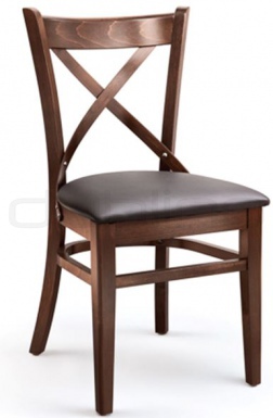 Scaun dining cu cadru din lemn de fag cu sezut tapitat din piele ecologica - XTON 04 UP AMERICAN WALNUT