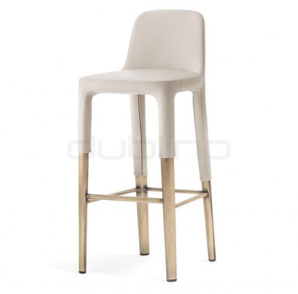 Scaun de bar excluziv cu cadru din metal cromat in auriu tapitat cu stofa sau piele ecologica - PEDRALI ESTER BS