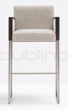 Scaun de bar cu cadru din crom tapitat cu stofa sau piele ecologica - PEDRALI BOX SG