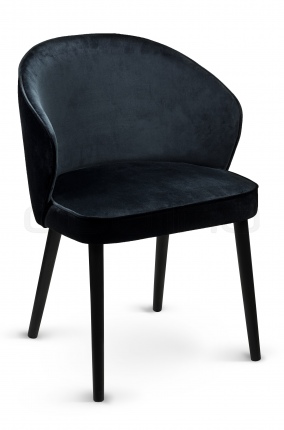 Scaun dining cu cadru de lemn de fag cu picioare negre tapitat cu stofa neagra - LT LODEN BLACK