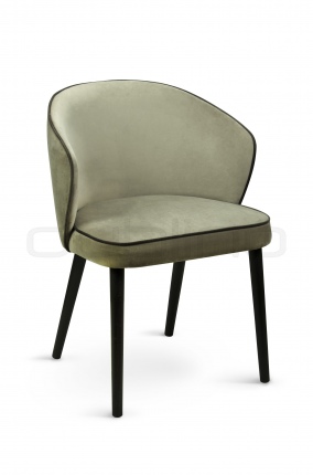 Scaun dining cu cadru de lemn de fag cu picioare negre tapitat cu stofa bej - LT LODEN CREAM