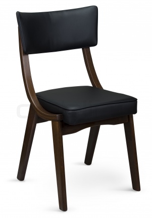 Scaun cu cadru din lemn de stejar tapitat cu piele ecologica neagra - XTON THOMAS BLACK POP