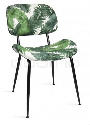 Scaun cu cadru metalic negru tapitat cu material alb/verde - DL SHAPE BOTANICAL