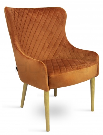 Fotoliu cu cadru metalic matlasat portocaliu - DL CRYSTAL ARMCHAIR COGNAC OAK
