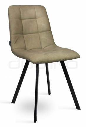 Scaun dining cu cadru metalic tapitat cu piele ecologica matlasat - DL NINO BEIGE