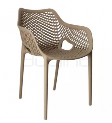 Scaun din plastic cu manere pentru exterior,terase - ST NET TAUPE