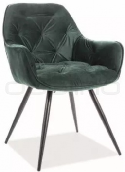 Scaun dining matlasat si tapitat cu stofa cu cadru din metal - SI PRINCE GREEN