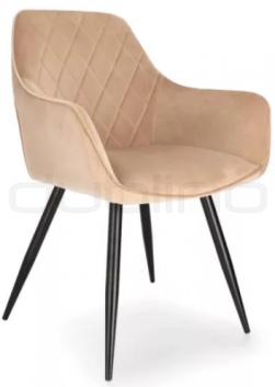 Scaun dining matlasat si tapitat cu cadru din metal - SI NELIA BEIGE