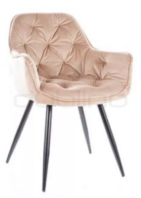 Scaun dining matlasat si tapitat cu stofa cu cadru din metal - SI PRINCE BEIGE