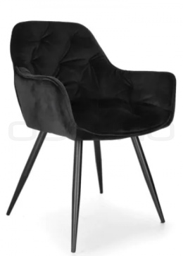 Scaun dining matlasat si tapitat cu stofa cu cadru din metal - SI PRINCE BLACK