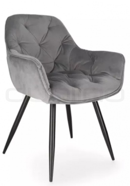 Scaun dining matlasat si tapitat cu stofa cu cadru din metal - SI PRINCE GREY