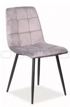 Scaun dining matlasat si tapitat cu cadru din metal - SI MILAN LIGHT GREY