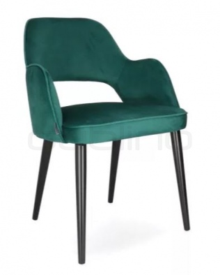 Scaun dining cu cadru din lemn de stejar tapitat cu stofa verde - BD MICKEY GREEN