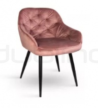 Scaun dining cu cadru din metal tapitat cu stofa roz matlasat - LT LORD PINK