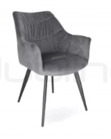 Scaun dining cu cadru din metal tapitat cu stofa gri - DL HESZTIA